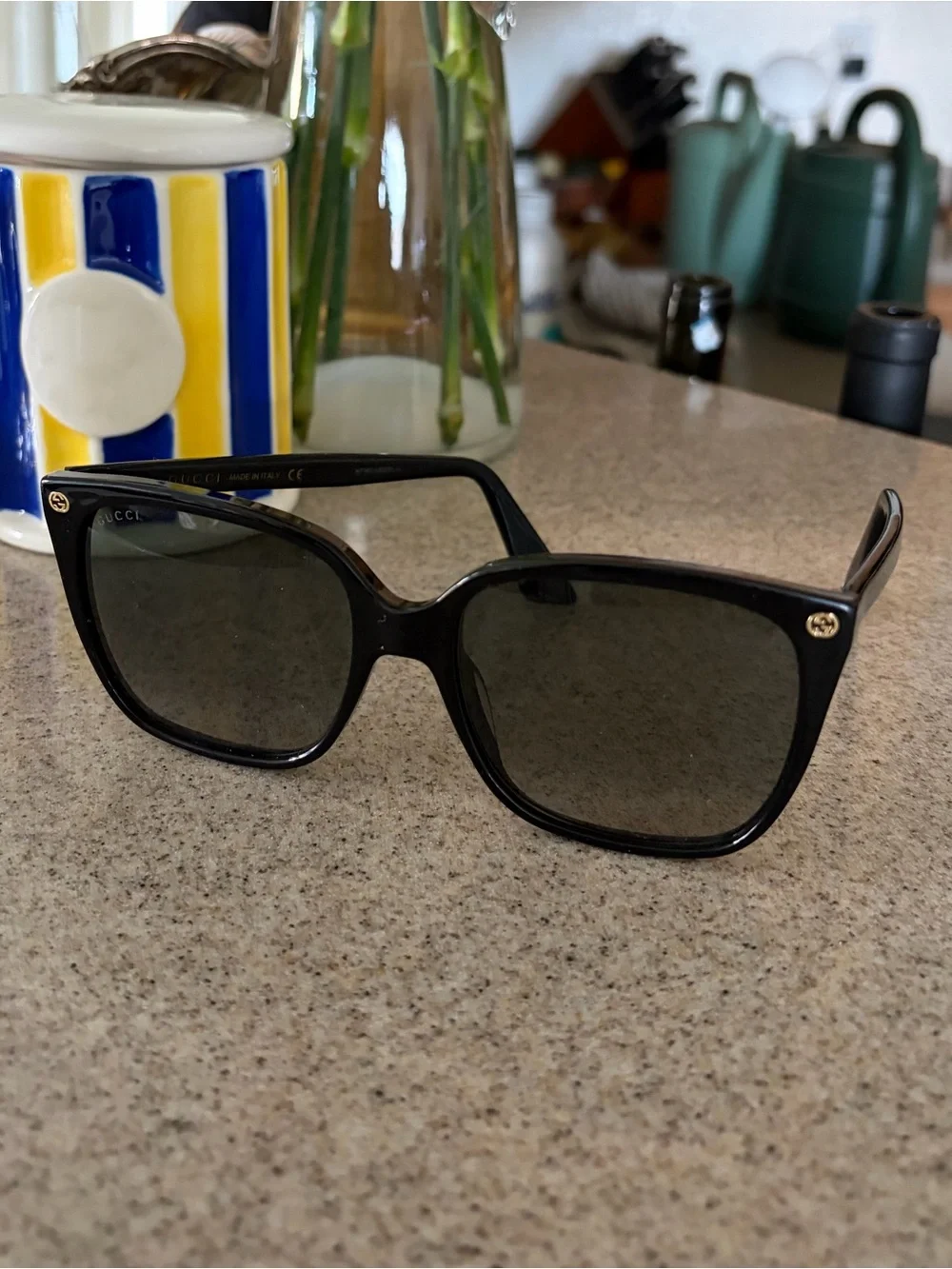 Gucci Black Women's Oversized Square Sunglasses with Dark Lenses